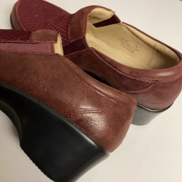 Alegria PG Lite Wine Patterned Fabric Leather Slip On Shoes Size 39