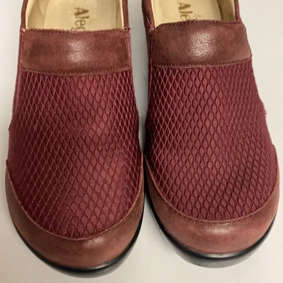Alegria PG Lite Wine Patterned Fabric Leather Slip On Shoes Size 39