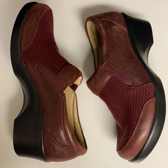 Alegria PG Lite Wine Patterned Fabric Leather Slip On Shoes Size 39