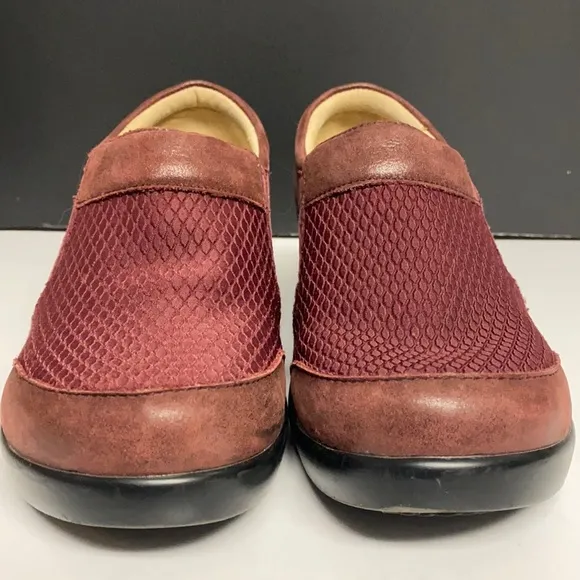 Alegria PG Lite Wine Patterned Fabric Leather Slip On Shoes Size 39