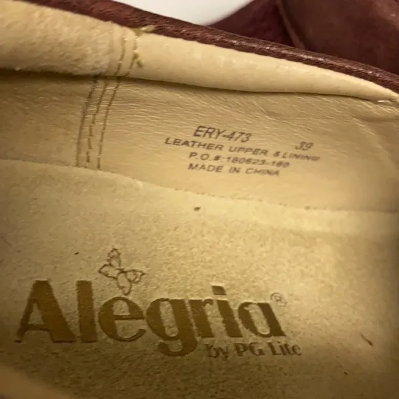 Alegria PG Lite Wine Patterned Fabric Leather Slip On Shoes Size 39