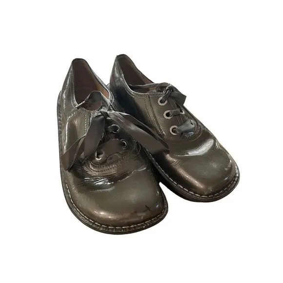 Alegria Womens Green Lace Up Patent Leather Round Toe Oxford Shoes Size 39