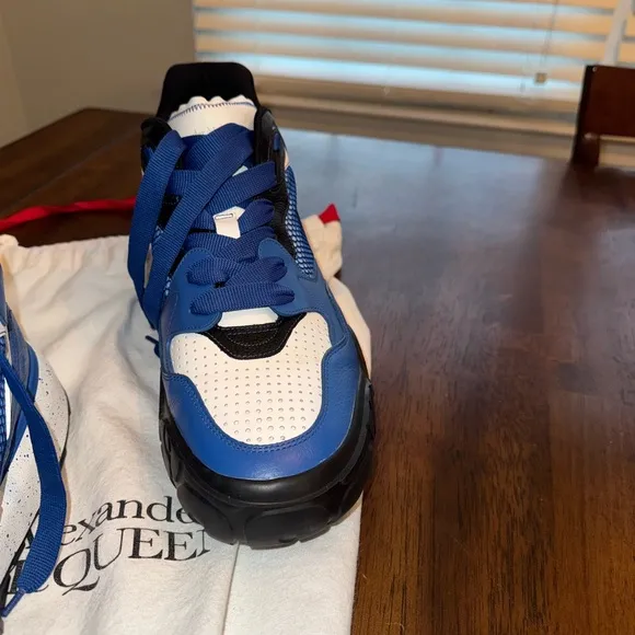 Alexander McQueen Blue and White Sneakers with Chunky Sole