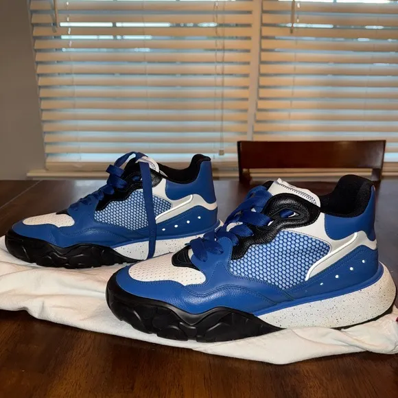 Alexander McQueen Blue and White Sneakers with Chunky Sole