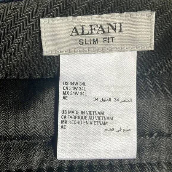 Alfani Men’s Slim Fit Stretch Black Tuxedo Dress Suit Pants 34Wx34L