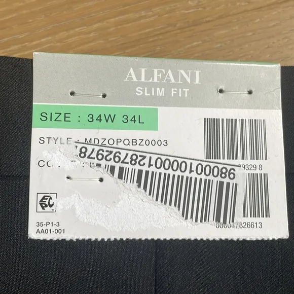 Alfani Men’s Slim Fit Stretch Black Tuxedo Dress Suit Pants 34Wx34L