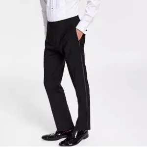 Alfani Men’s Slim Fit Stretch Black Tuxedo Dress Suit Pants 34Wx34L