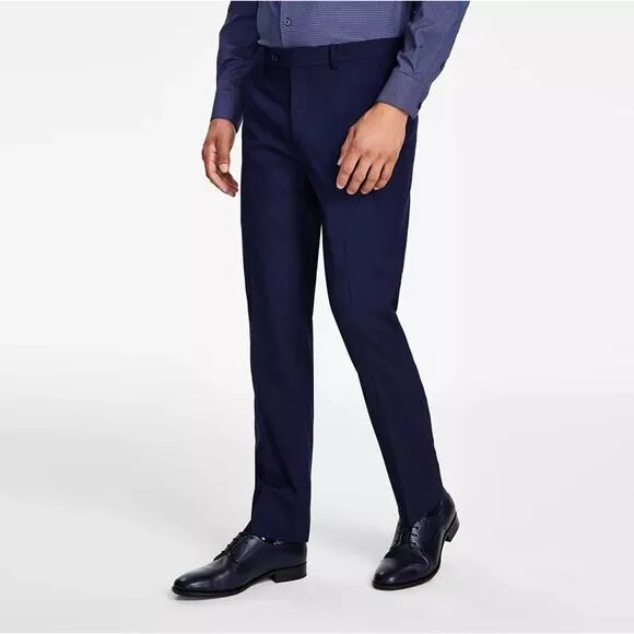 Alfani Men's Solid Blue Stretch Classic Slim-Fit Suit Dress Pants Size 34W 30L