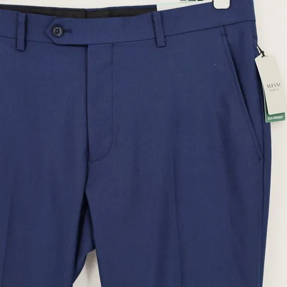 Alfani Men's Solid Blue Stretch Classic Slim-Fit Suit Dress Pants Size 34W 30L