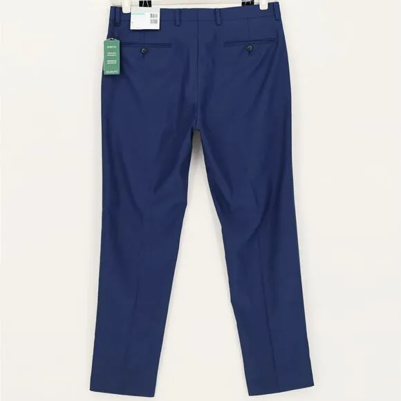 Alfani Men's Solid Blue Stretch Classic Slim-Fit Suit Dress Pants Size 34W 30L