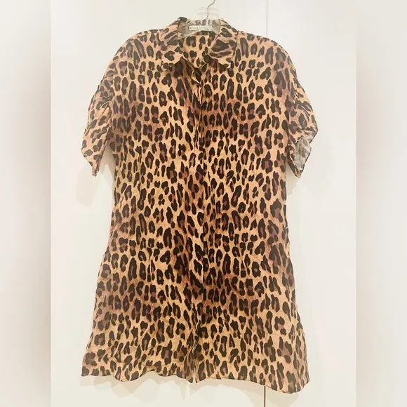 Alice   Olivia draped slip leopard print mini dress sz 6
