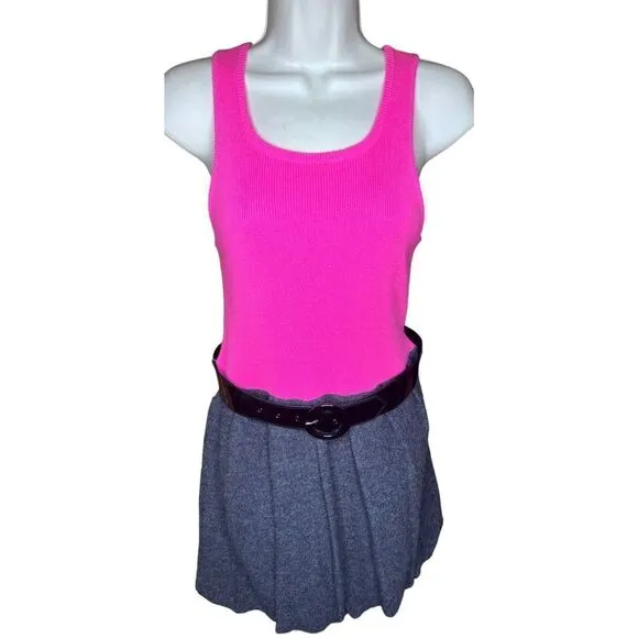 Alice   Olivia Fushia &amp; Grey Wool &amp; Cashmere Bubble Dress NWT Size Small