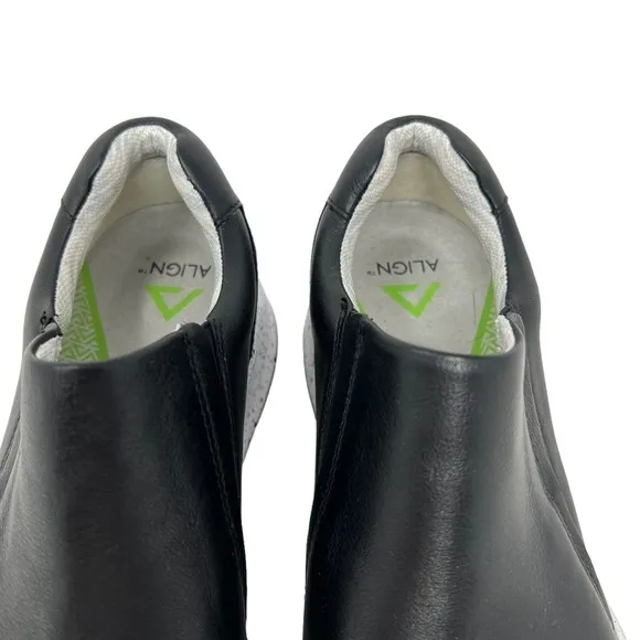 Align Luna Orthotic Leather Slip On Shoes Size 8 Black Slip Resistant Nursing