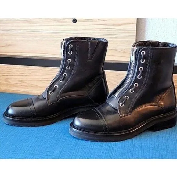 ALL SAINTS Ariel combat black moto chunky Zipper boots Shoes Size 6
