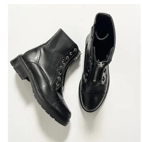 ALL SAINTS Ariel combat black moto chunky Zipper boots Shoes Size 6