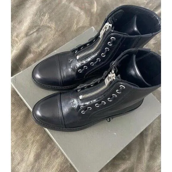 ALL SAINTS Ariel combat black moto chunky Zipper boots Shoes Size 6