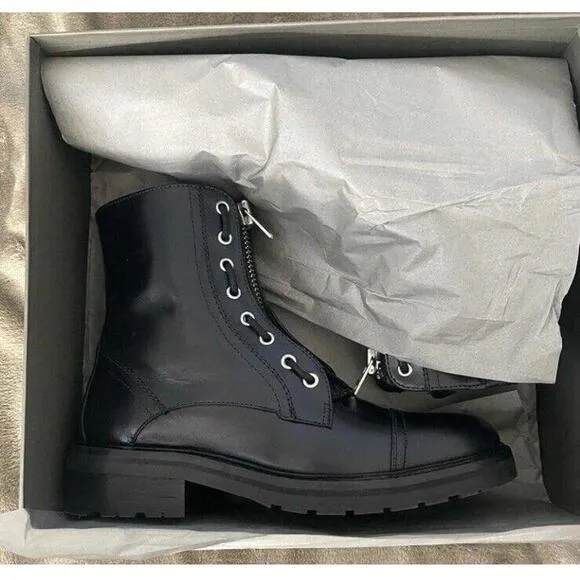 ALL SAINTS Ariel combat black moto chunky Zipper boots Shoes Size 6