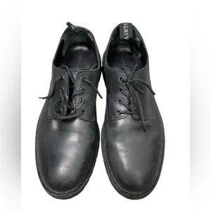 All Saints Tor Oxford Combat Shoes Black Calf Leather Chunky Portugal Mens 41