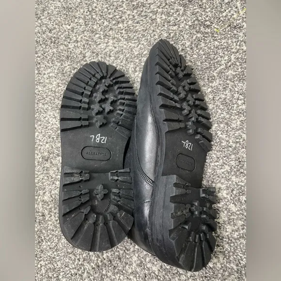 All Saints Tor Oxford Combat Shoes Black Calf Leather Chunky Portugal Mens 41