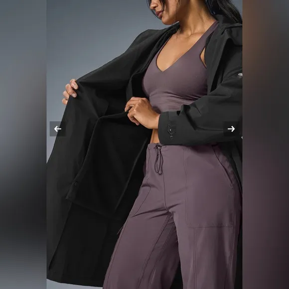 Alo - Crinkle On The Move Trench - Black - NEW