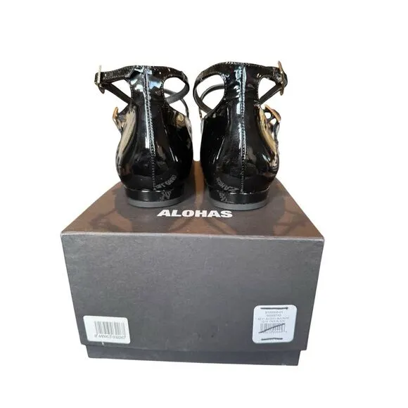 Alohas Free People Woman  Black Patent Leather Shoes Flats