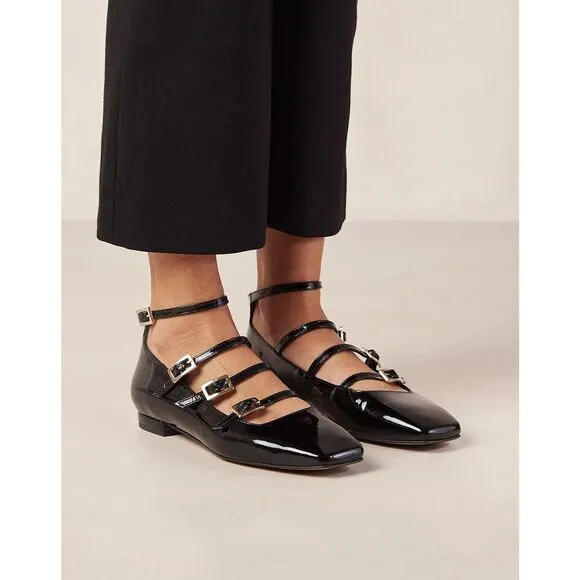 Alohas Free People Woman  Black Patent Leather Shoes Flats