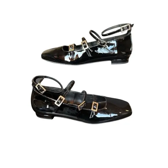 Alohas Free People Woman  Black Patent Leather Shoes Flats