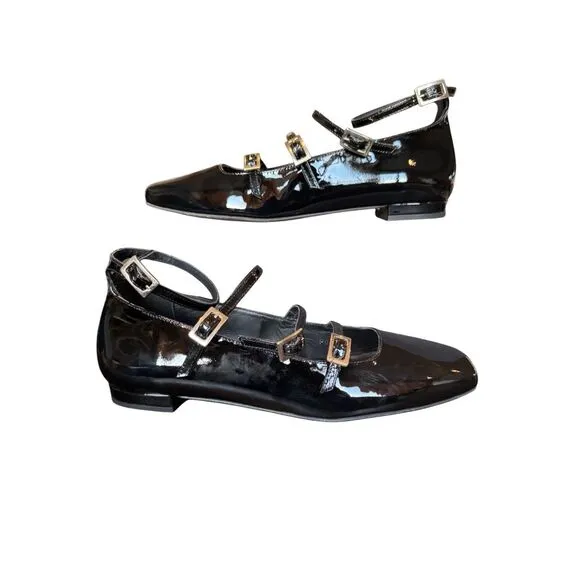 Alohas Free People Woman  Black Patent Leather Shoes Flats