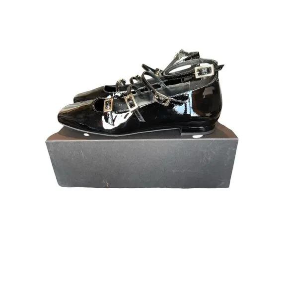 Alohas Free People Woman  Black Patent Leather Shoes Flats