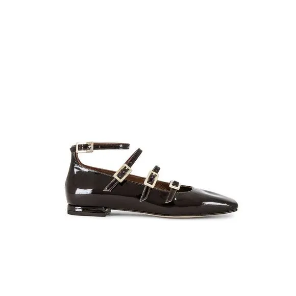 Alohas Free People Woman  Black Patent Leather Shoes Flats