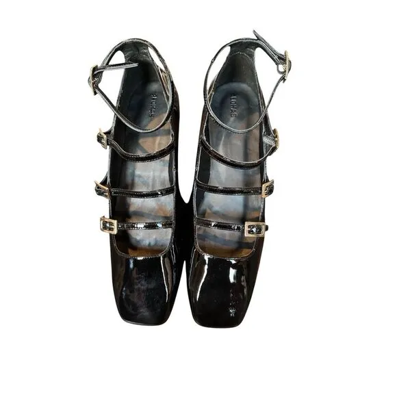 Alohas Free People Woman  Black Patent Leather Shoes Flats