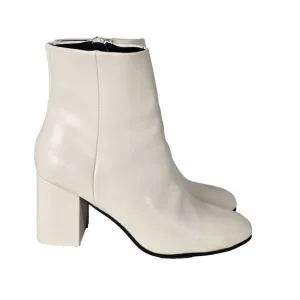 Altr'd State Ankle Booties White GoG0 Chunky Heel Shoes Sz US-7.5 Side Zip