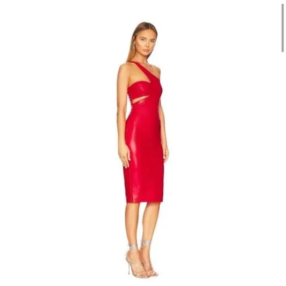 Amanda Uprichard Mckay Dress Lipstick Red Faux Leather