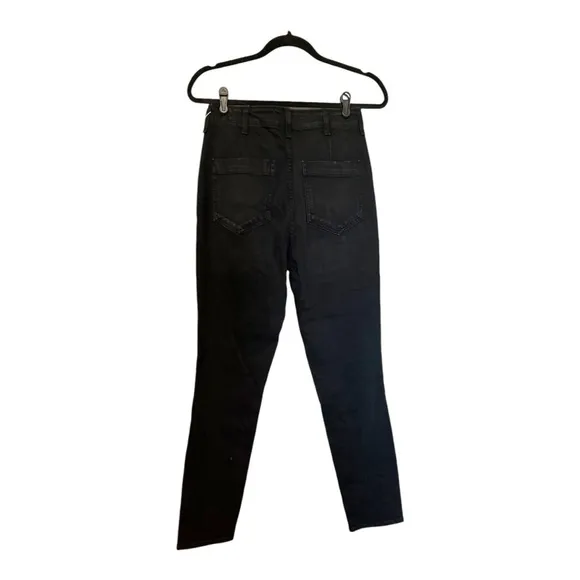AMO Slim Dock Pant High Rise Jeans Exposed Button Fly Black Magic Sz 28 NWT