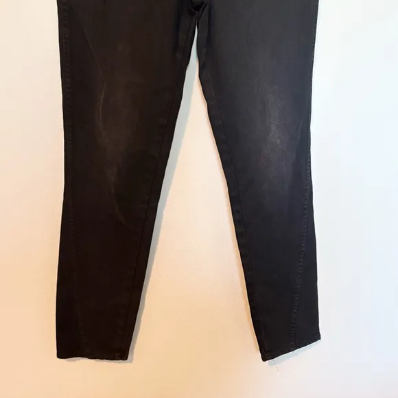 AMO Slim Dock Pant High Rise Jeans Exposed Button Fly Black Magic Sz 28 NWT