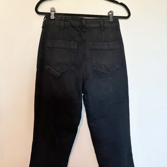 AMO Slim Dock Pant High Rise Jeans Exposed Button Fly Black Magic Sz 28 NWT