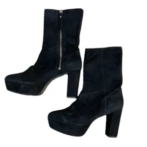 &amp; Other Stories Black Suede Platform Mid-Calf Boots Size 9