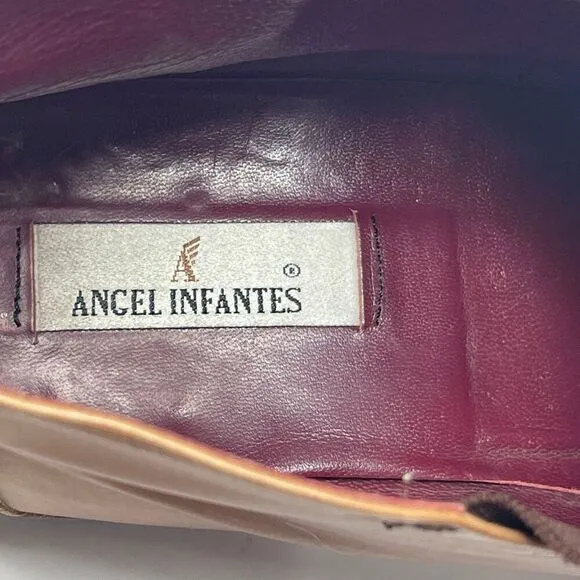 Angel Infantes Brown Square Toe Slip On Fine Leather Loafer Dress Shoes Size 45