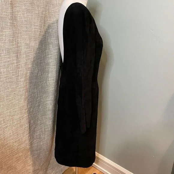 Ann Taylor Vintage 100% Suede Black Midi Dress 10 Slim Fit Sexy Date Night