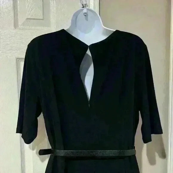 Anne Klein 3/4 sleeve black dress size 16 flattering slimming work wedding