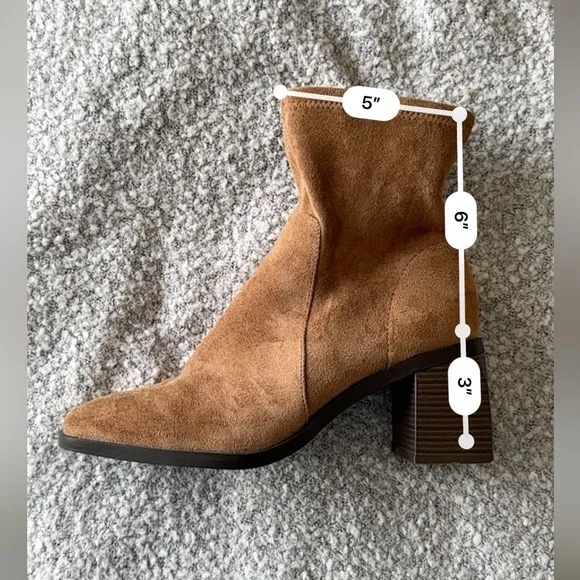 Anne Klein | Mid Calf Square Toe Suede Boots | 10