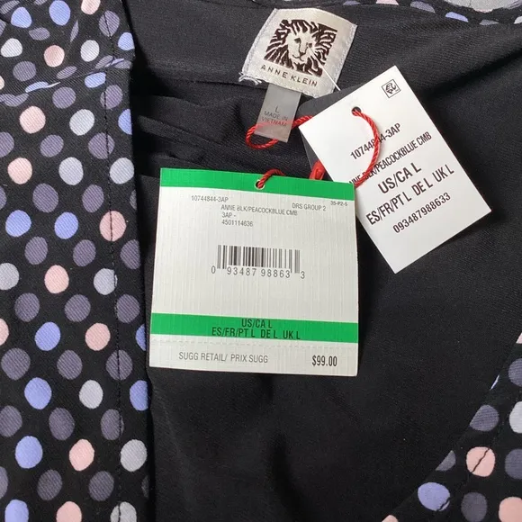 Anne Klein Polka Dot Dress NWT Size L