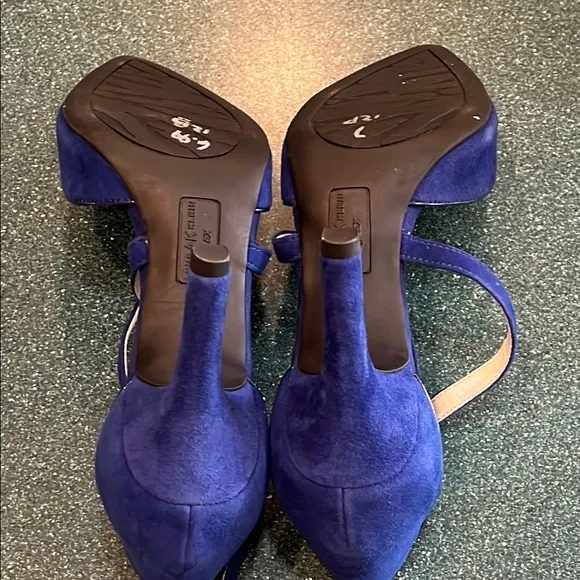 Anne Klein Women's Blue Heels Royal blue suede cross strap pumps. 8.5