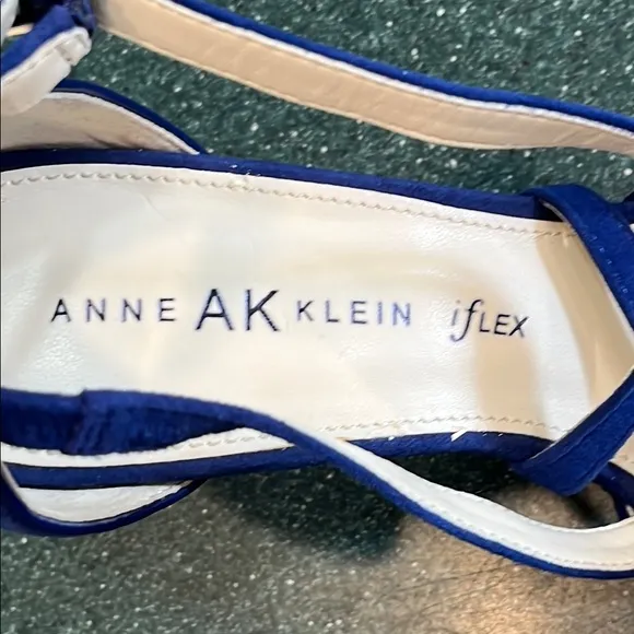Anne Klein Women's Blue Heels Royal blue suede cross strap pumps. 8.5