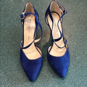 Anne Klein Women's Blue Heels Royal blue suede cross strap pumps. 8.5