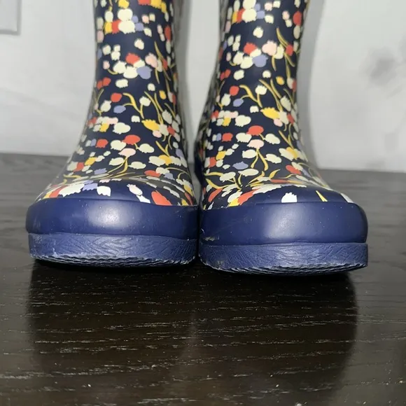 Anthropologie Colloquial Rain Boots Pop Potpourri  Blue Motif Floral print Sz 6