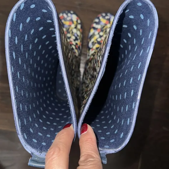 Anthropologie Colloquial Rain Boots Pop Potpourri  Blue Motif Floral print Sz 6