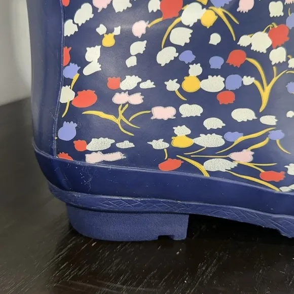 Anthropologie Colloquial Rain Boots Pop Potpourri  Blue Motif Floral print Sz 6