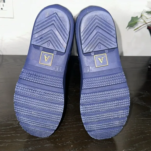 Anthropologie Colloquial Rain Boots Pop Potpourri  Blue Motif Floral print Sz 6
