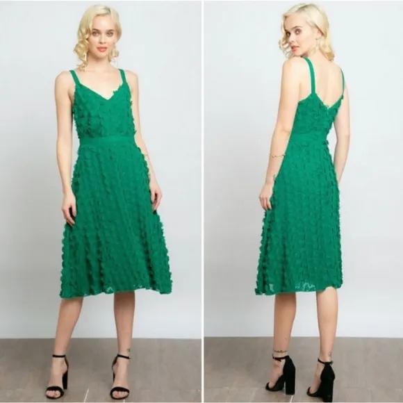 ANTHROPOLOGIE Eva Franco Hanya Floral Embellished Ethereal Textured Dress 26